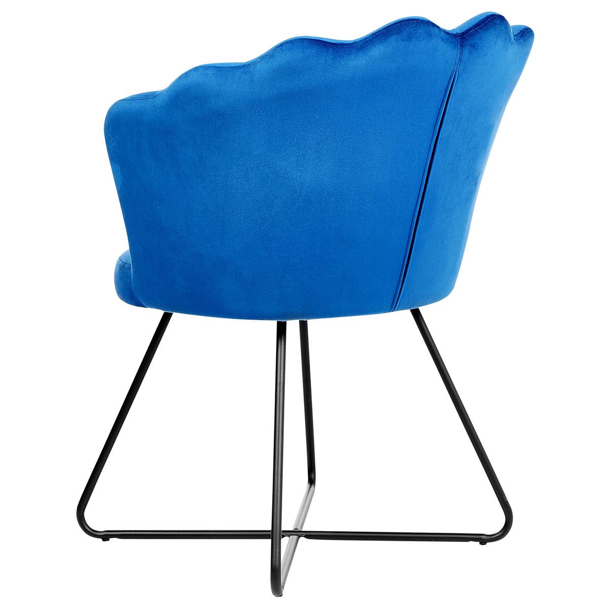SESSEL Samtstoff Blau Lovelock - Blau, Textil/Metall (67/86/70cm) - Beliani
