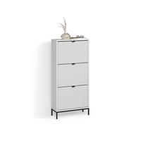 SCHUHKIPPER Aterno Weiß 60 x 130 cm mit 3 Klappschubladen - Weiß, Holzwerkstoff (60/130/24cm) - Livinity®