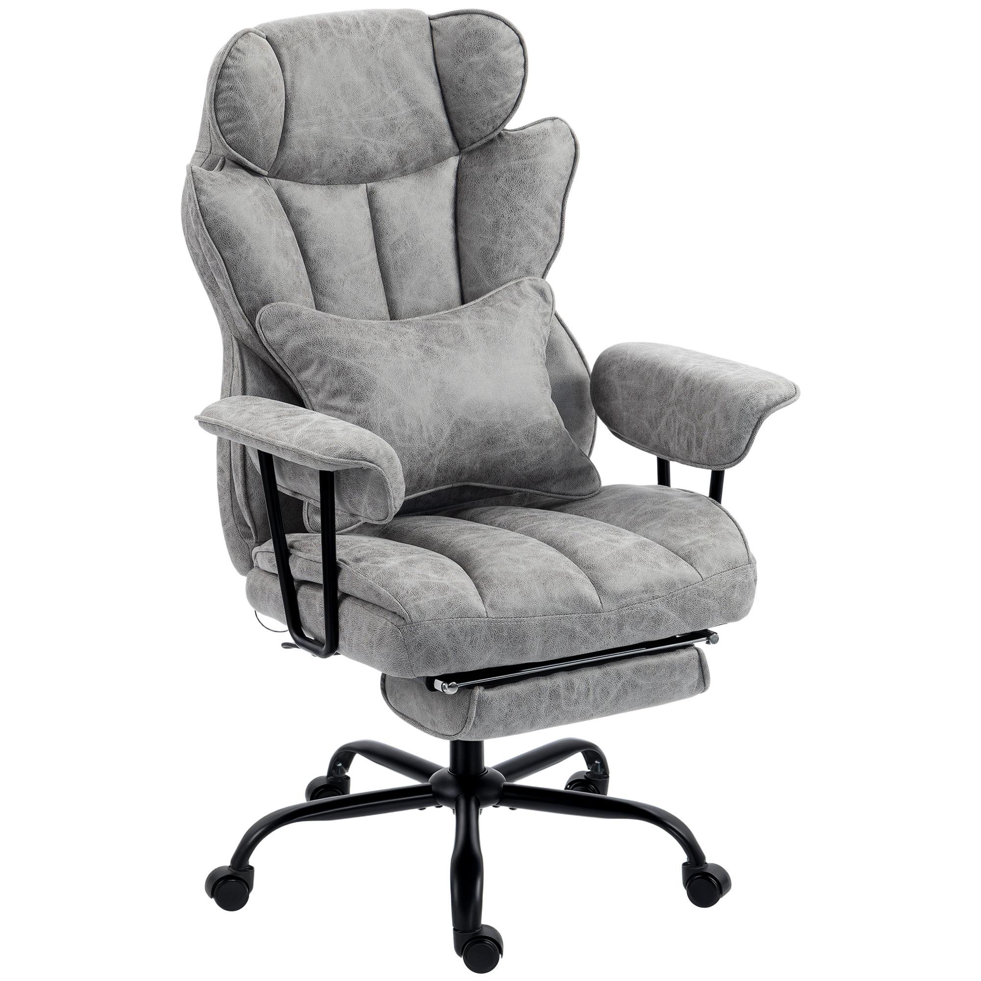 BÜROSTUHL Leathaire Grau - Schwarz/Grau, Kunststoff/Textil (77/126/76cm) - HOMCOM
