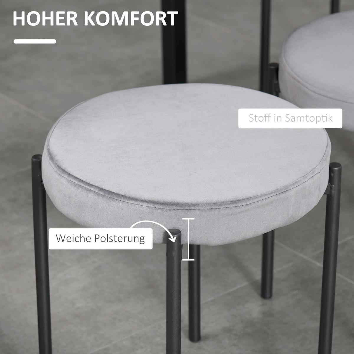 4ER-SET Esszimmerhocker Esszimmerstühle Küchenstuhl modern Polyester Stahl Grau - Dunkelgrau, Kunststoff (41.5/46/41.5cm) - HOMCOM