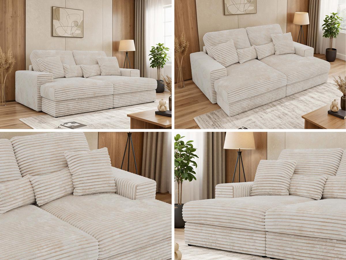 4-SITZER SOFA ANERA - Beige Cord - Beige/Creme, Kunststoff/Textil (248/107/163cm) - MKS