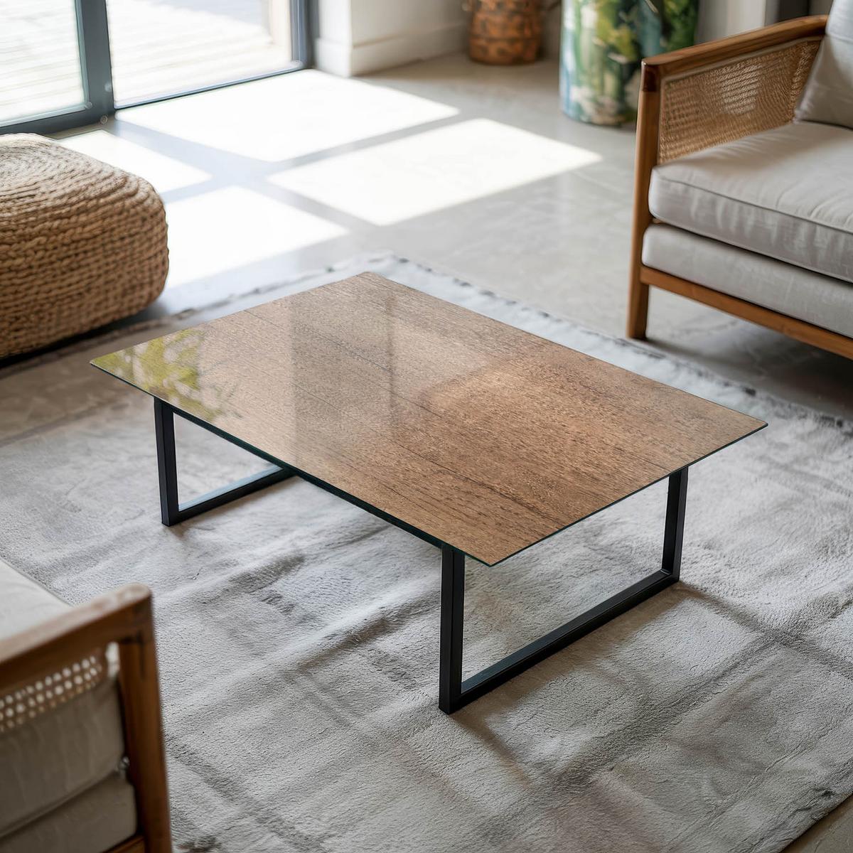 TISCHPLATTE 80x60 cm Natürliche Holzmaserung - Braun, Glas (0.4/80/60cm) - TULUP