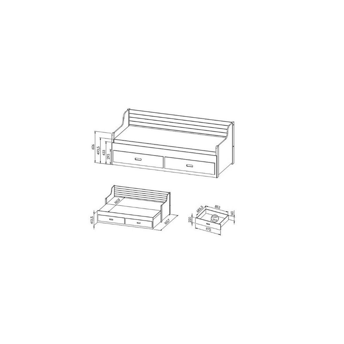 KINDERBETT SAMMY mit Bettkasten 80X200 cm Anthrazit - Anthrazit, Holz (80/200cm) - MASSENO