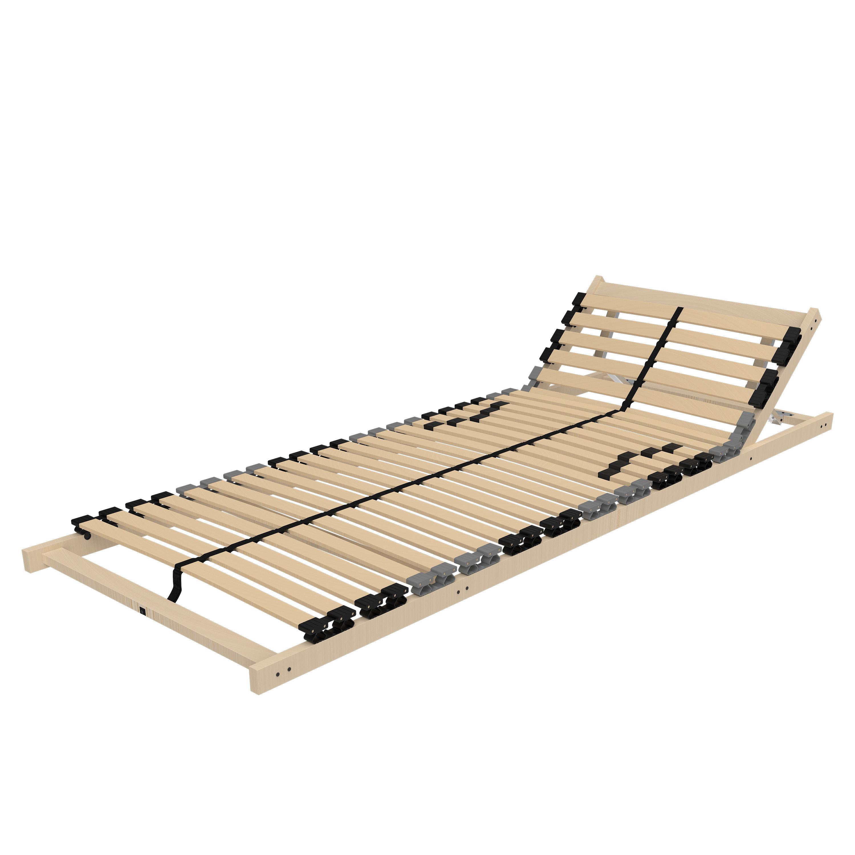 LATTENROST 7-Zonen ErgoFlex 140x200 cm – Lattenrost mit verstellbarem Kopfteil und einstellbarer Härte - Eschefarben/Buchefarben, Holz (140/200cm) - Mister Sandman