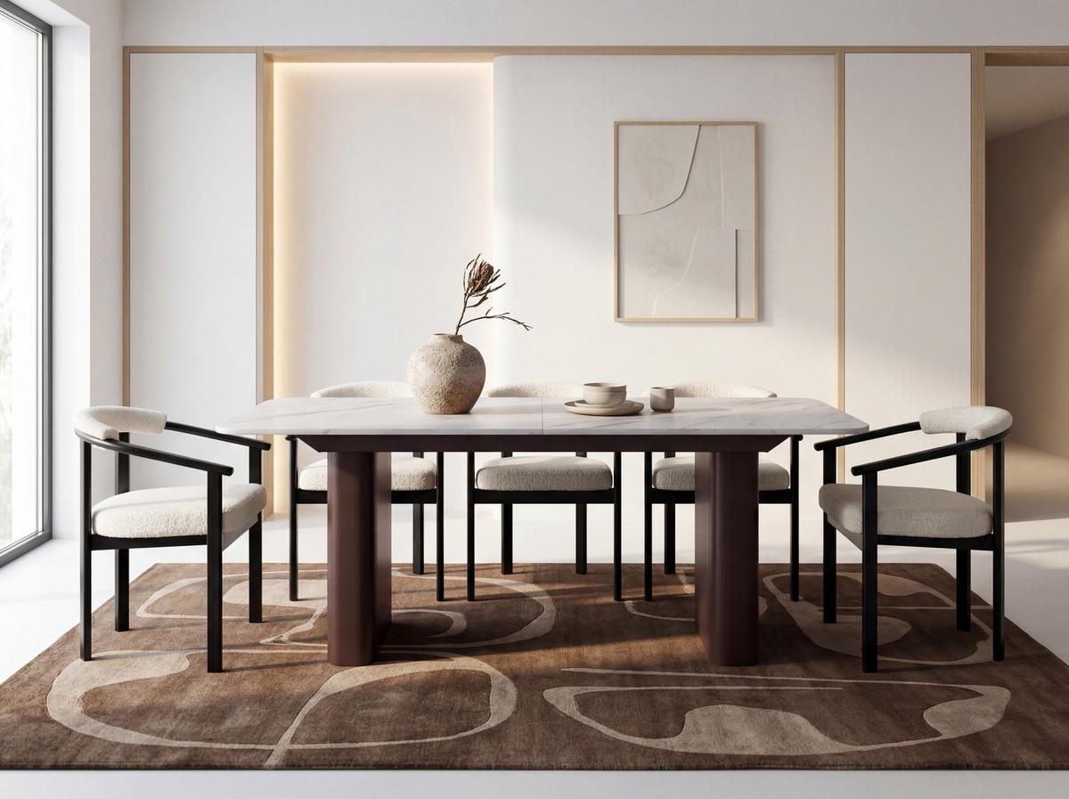ESSTISCH Riven rechteckig ausziehbar verlängerbar mit Butterfly-Auszug, Marmor Weiß 180-276/90/76 cm - Ecru/Braun, Holzwerkstoff/Metall (90/276/76cm) - WFL GROUP