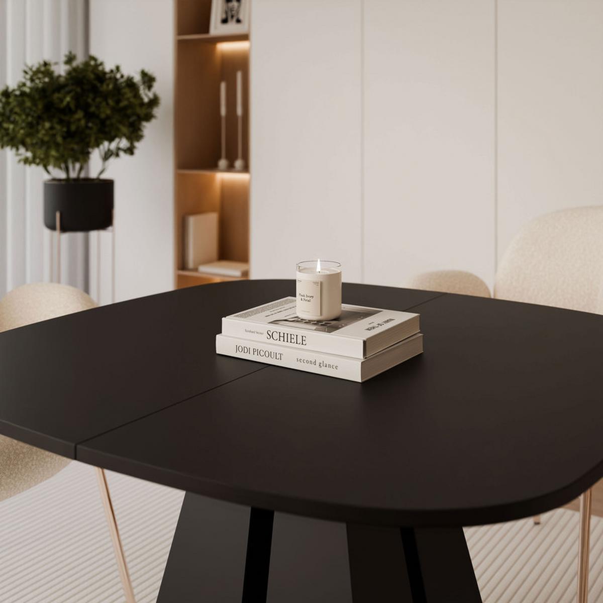 AUSZIEHTISCH ZELO 100/50/76 cm, Schwarz - Schwarz, Holzwerkstoff/Metall (50/100/76cm) - Idohome