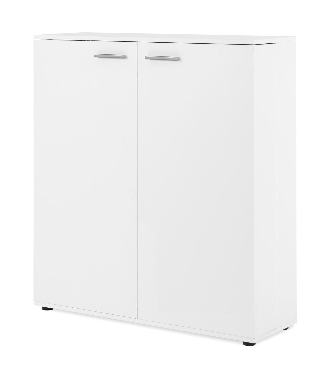 SCHUHSCHRANK weiß 100 cm, Schuhkommode aufklappbar für 24 Paar Schuhe - Silberfarben/Schwarz, Holzwerkstoff/Kunststoff (100/110/34cm) - Furn.Design
