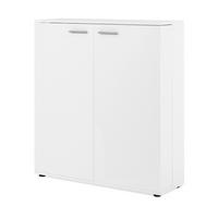 SCHUHSCHRANK weiß 100 cm, Schuhkommode aufklappbar für 24 Paar Schuhe - Silberfarben/Schwarz, Holzwerkstoff/Kunststoff (100/110/34cm) - Furn.Design