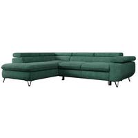 ECKSOFA PEDRO L Grün Struktur - Links Seite - Schwarz/Grün, Textil/Metall (208/273cm) - MKS