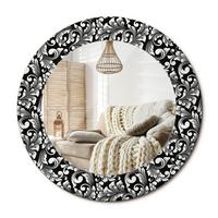 SPIEGEL Rund Ø 50 cm mit Aufdruck - Schwarz/Weiß, Glas (50/50/0.4cm) - Wallfluent