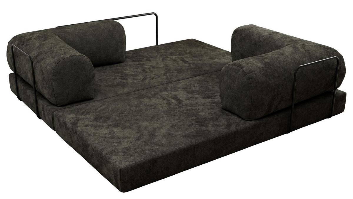 3-SITZER SOFA ORSETTO - Dunkelgrau Schenille glatt - Dunkelgrau/Schwarz, Textil/Metall (200/70/100cm) - MKS