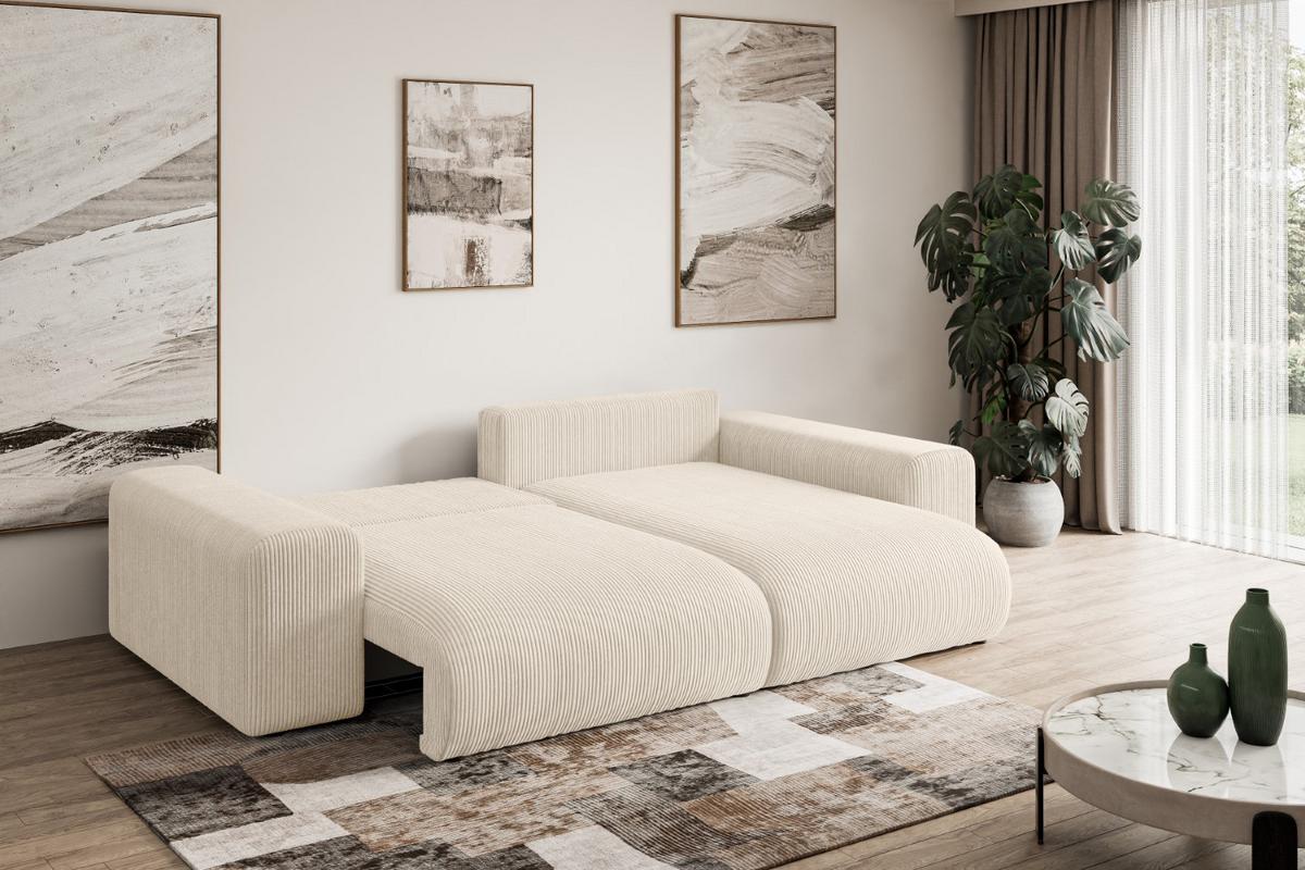 ECKSOFA Ottomane rechts ESKAR-L 266x176x72 Taupe Cord - Taupe/Schwarz, Holzwerkstoff/Kunststoff (176/266cm) - ALTDECOR