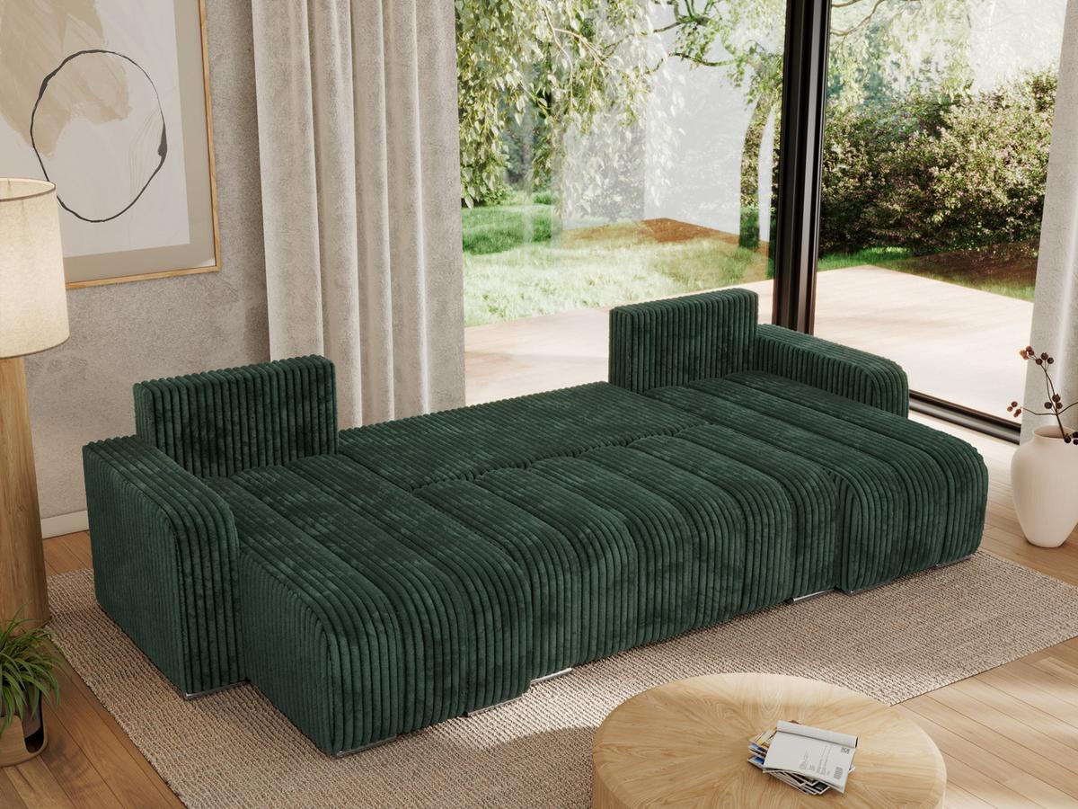 WOHNLANDSCHAFT KIRASSO U Grün Cord - Grau/Grün, Textil/Metall (320/86/147cm) - MKS