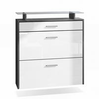 SCHUHSCHRANK Malea Fronten in Weiß Hochglanz - Weiß Hochglanz, Holzwerkstoff (89/96/23cm) - Vladon
