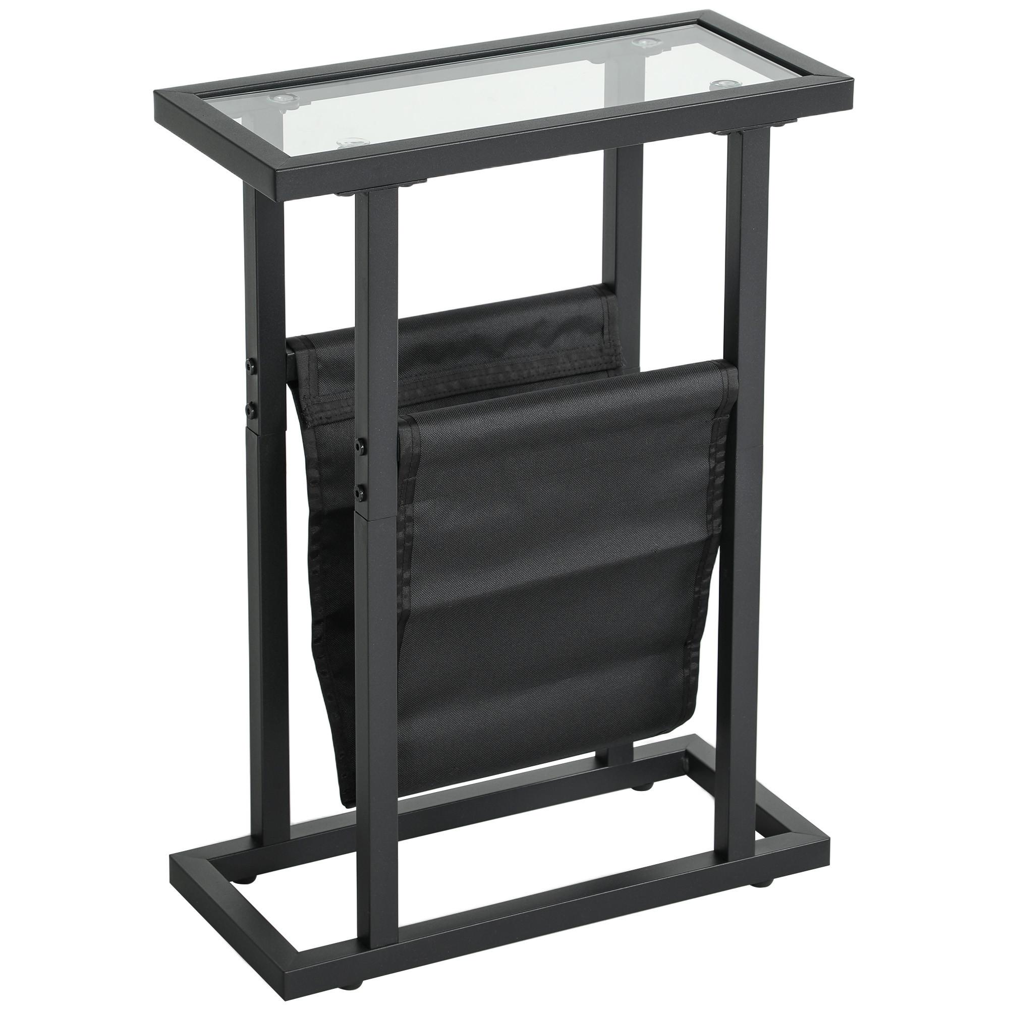 BEISTELLTISCH Couchtisch mit Stofftasche, Schwarz, 40 x 18 x 55,5 cm - Schwarz, Metall (40/18/55.5cm) - HOMCOM