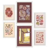 POSTER Set Mit 6 Drucken Mit Bürgersteig In Der Sammlung Ethnischer Style Drucke Dekorative Rahmen Für Zuhause Wandkunstdruck A3 & A4 Weißer Rahmen - Weiß, Papier (29/3cm) - Nacnic