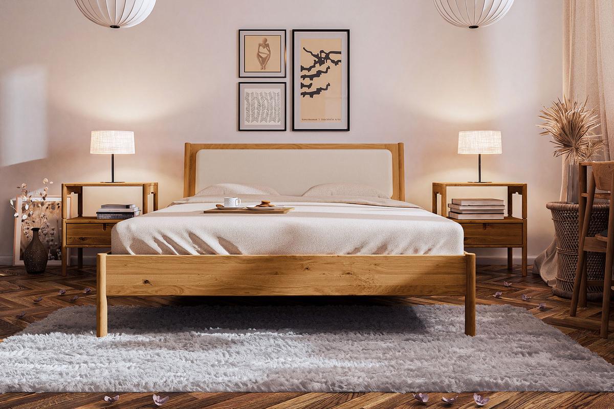 BETT MIT POLSTERKOPFTEIL INA 80x220 Wildeiche - Mokka, Holz (80/220cm) - byoak