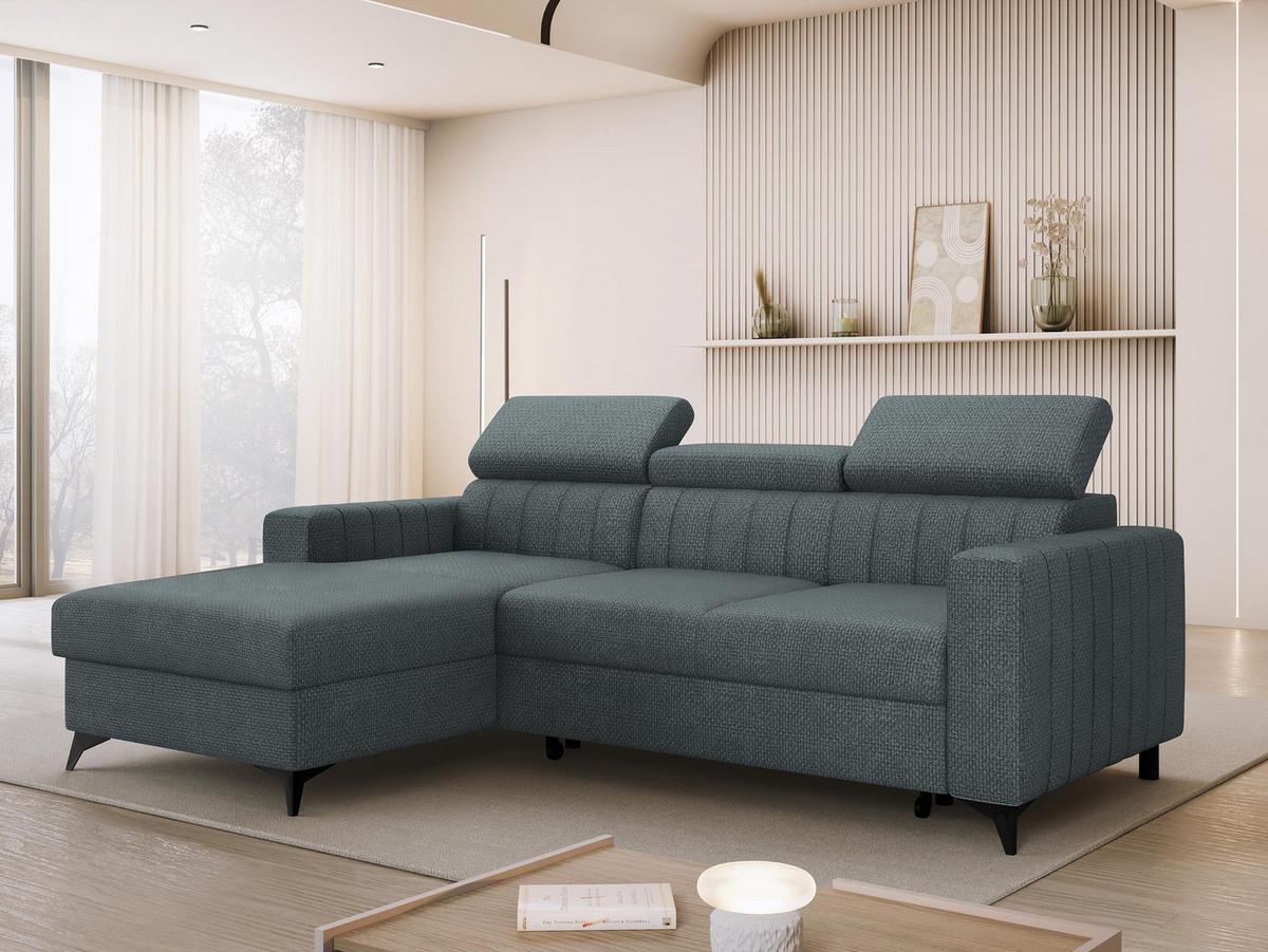 ECKSOFA Milano, Seite: Links LC+2R - Blaugrau/Schwarz, Holz/Textil (236/172cm) - MIRJAN24