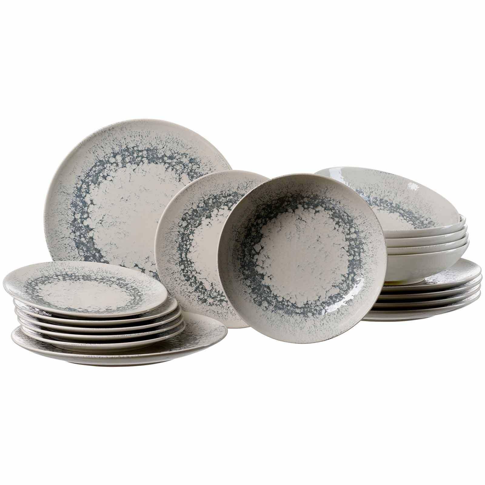 TELLER-SET Cecina Graphit 18-tlg. - Beige/Grau, Keramik (2/2/2cm) - Ritzenhoff Breker