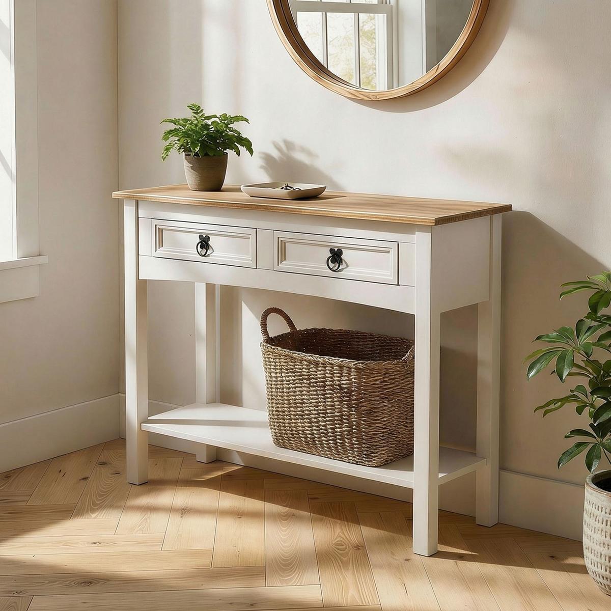 KONSOLENTISCH CAMPO weiß/braun - Weiß/Braun, Holz (32/88/73cm) - CARO-Möbel