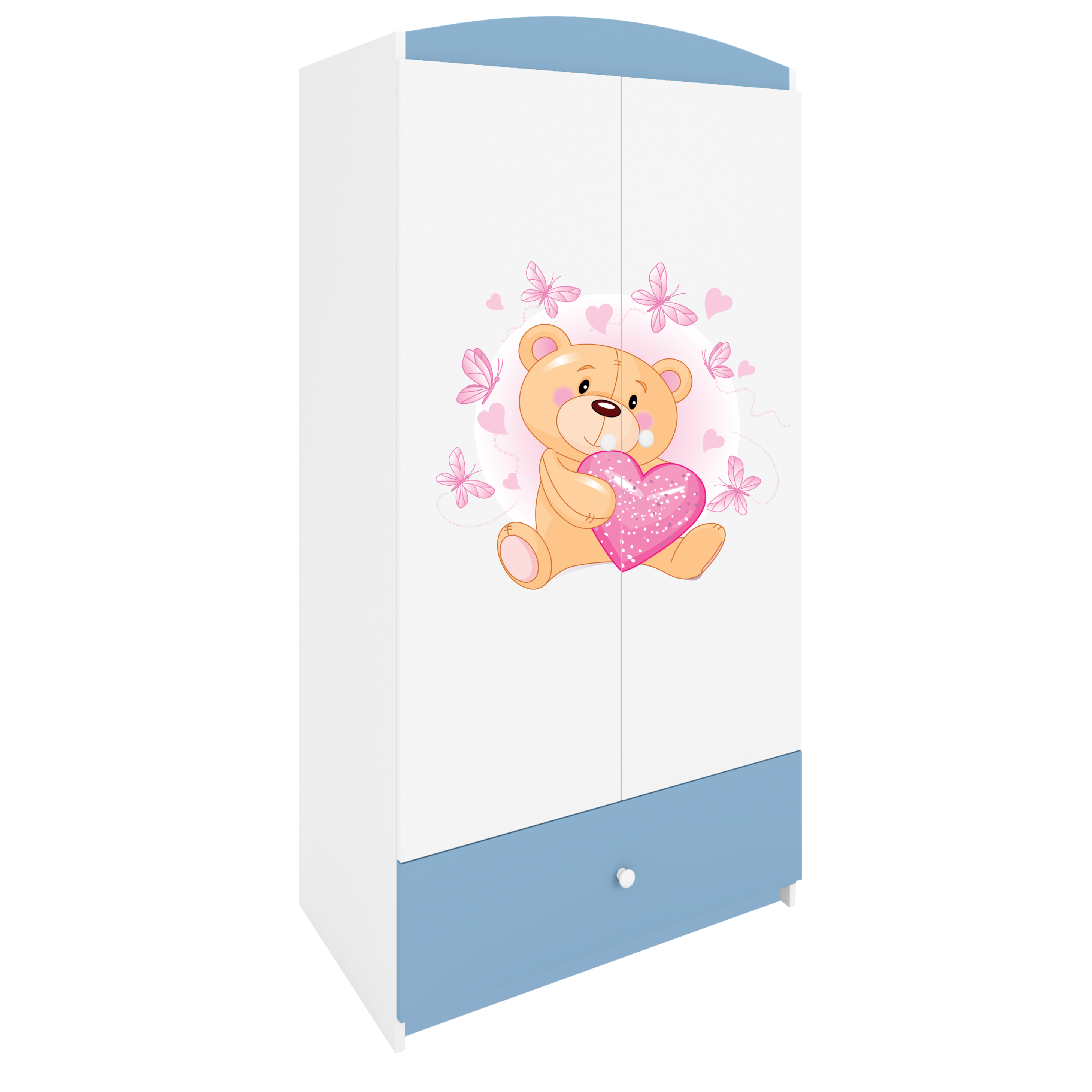 KINDERKLEIDERSCHRANK Teddybär I - Blau, Holzwerkstoff (90/175/52cm) - RAUMHIRSCH FURNITURE
