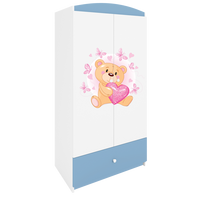 KINDERKLEIDERSCHRANK Teddybär I - Blau, Holzwerkstoff (90/175/52cm) - RAUMHIRSCH FURNITURE