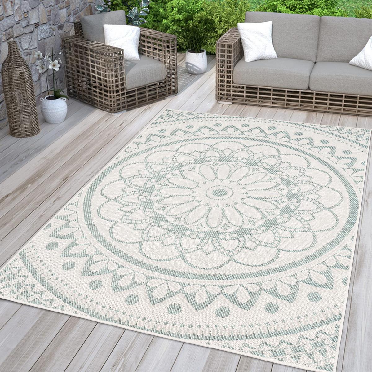 OUTDOORTEPPICH Marokkanisch Türkis 120 x 160 cm - Türkis, Kunststoff (120/160cm) - TT Home