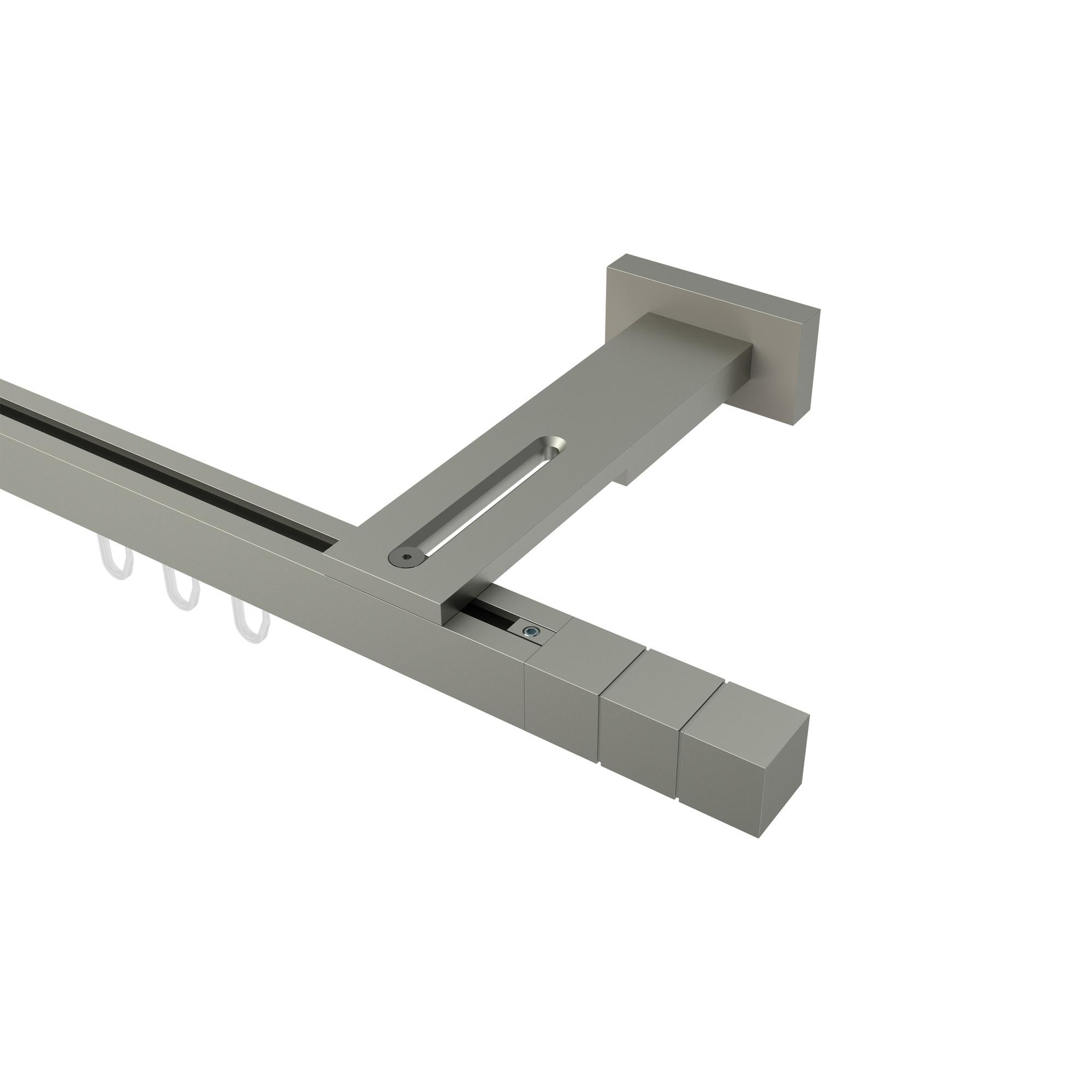 GARDINENSTANGE INNENLAUF Quadline (Multi) Cubes 520 cm (geteilt in 4 x 130 cm), 1-läufig, 20x20 mm Satin-Silber - Silberfarben, Metall (520cm) - INTERDECO