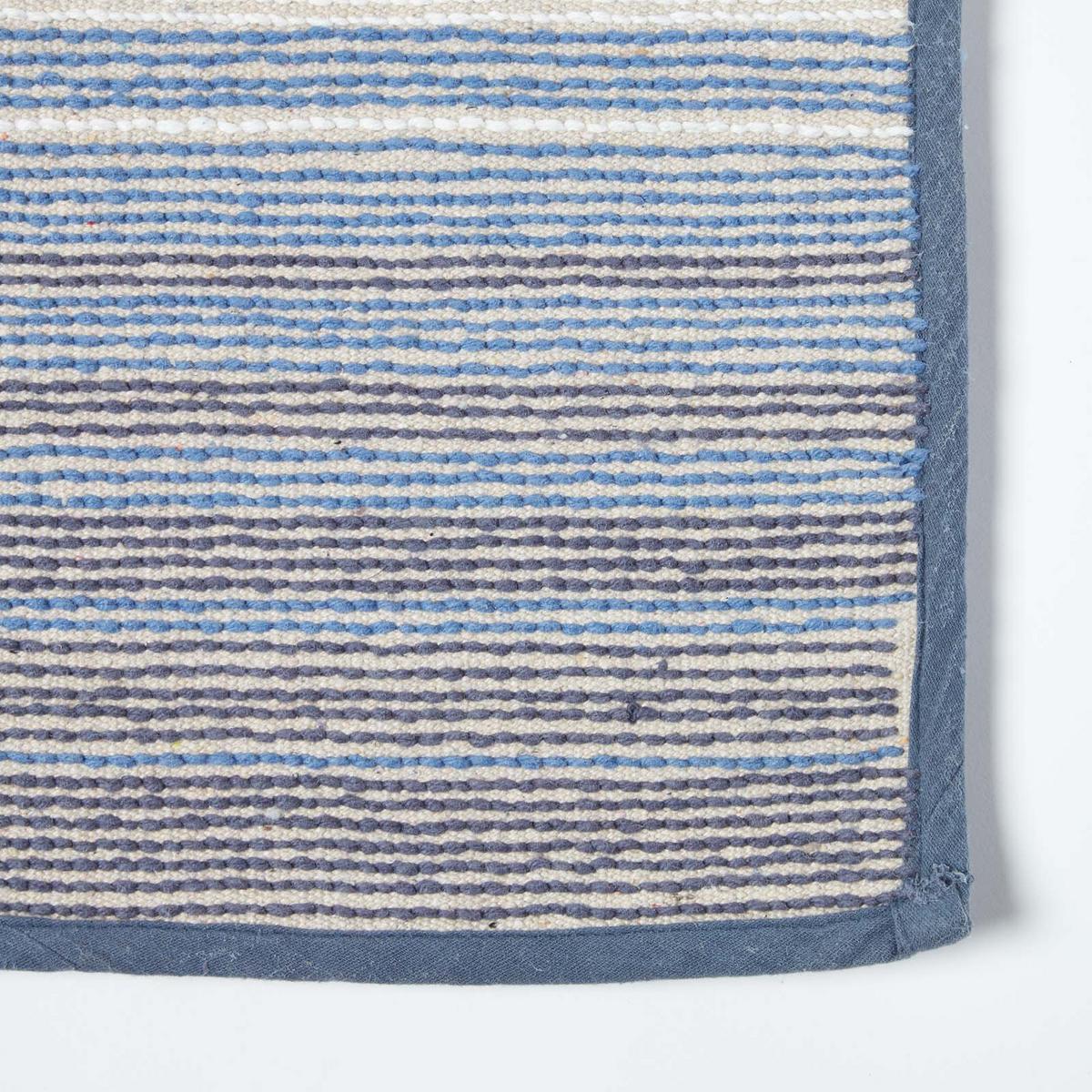 BADEMATTE 50/80 cm gestreift, Baumwolle - Blau, Textil (50/80cm) - Homescapes