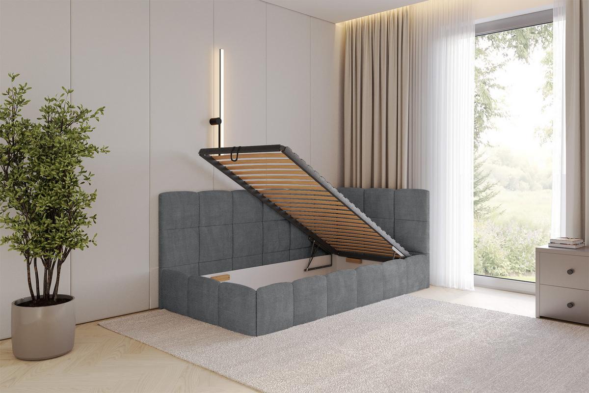 EINZELBETT Jugendbett mit Bettkasten Links, ohne Matratze - LIVY 100x200 Dunkelgrau - Graphitfarben, Holzwerkstoff/Textil (100/200cm) - ALTDECOR