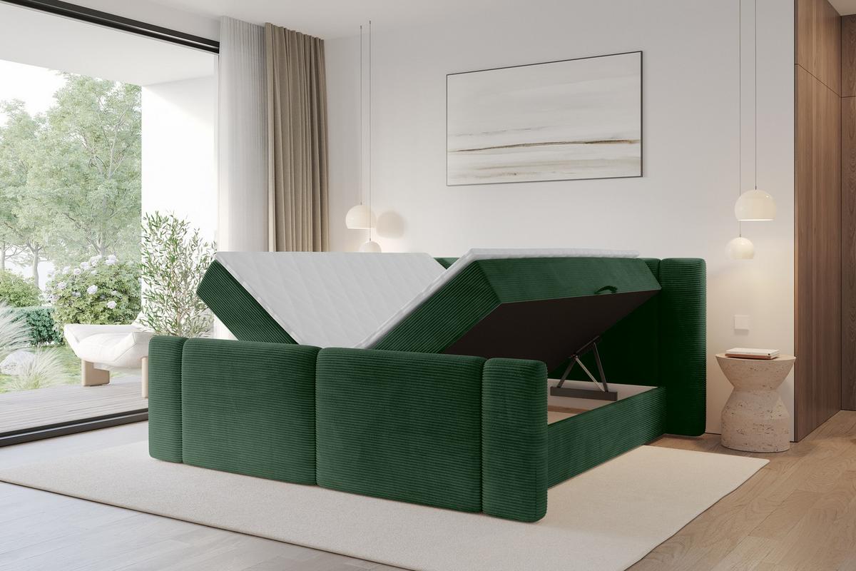 BOXBETT mit Matratze H4 - EVON Zanozek - 180x200 cm Grün - Grün, Holzwerkstoff (180/200cm) - ALTDECOR