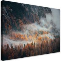 WANDBILD landschaft wald im nebel - Orange, Textil (60/40cm) - Feeby