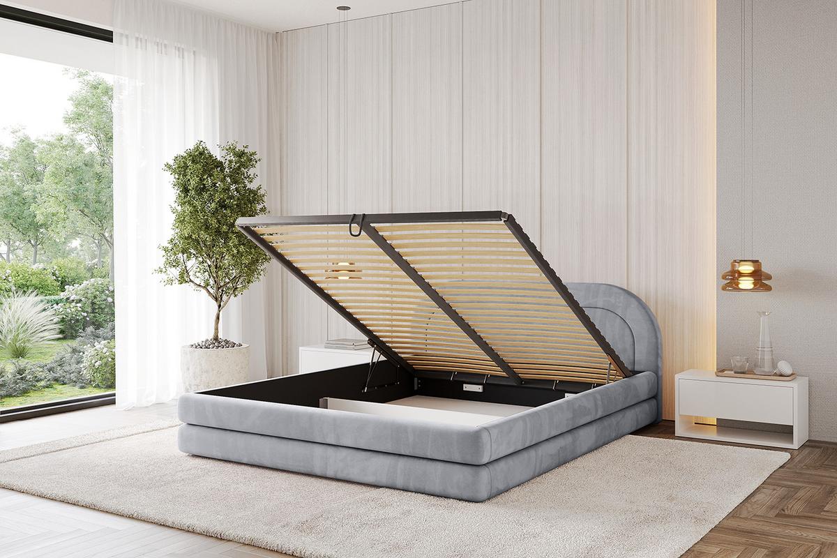 POLSTERBETT mit Bettkasten und Lattenrost, Bett mit Matratze H3/H4 - LERIS-v1 180x200 Hellgrau - Hellgrau, Holzwerkstoff/Textil (180/200cm) - ALTDECOR