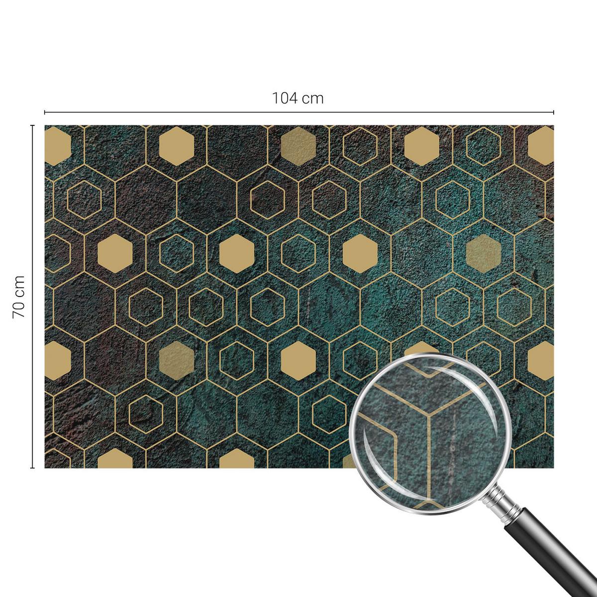 FOTOTAPETE 104x70 cm - Geometrische Sechsecke - Grün, Textil (104/70cm) - Wallfluent