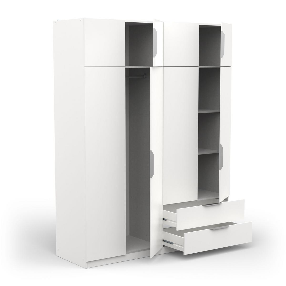 KLEIDERSCHRANK 8 Türen und 2 Schubladen L157,3 cm - Ghost - Weiß, Holzwerkstoff (51.1/203/166.5cm) - Demeyere