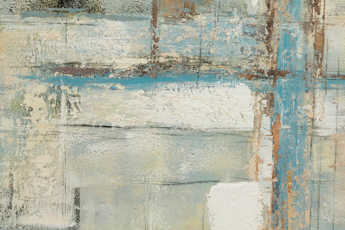 ACRYLBILD HANDGEMALT 60/60 cm - Blau/Beige, Holz/Textil (60/60cm) - KUNSTLOFT