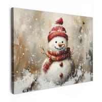 LEINWANDBILD Schneemann - Winter - Schnee - Beige Wandbilder 80x60 cm - Weiß, Textil (80/60cm) - MuchoWow