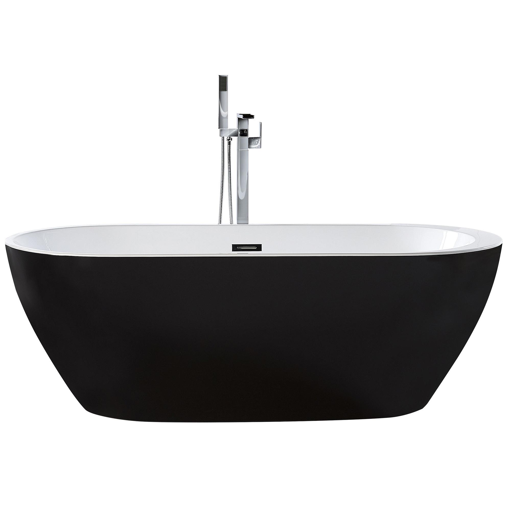 BADEWANNE FREISTEHEND 80x170x59 cm schwarz Nevis - Schwarz, Kunststoff (80/59/170cm) - Beliani