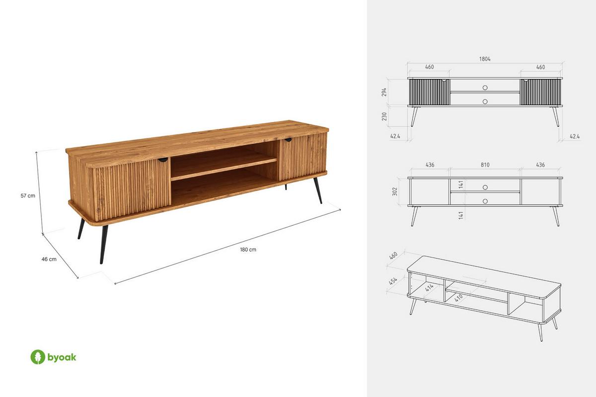 TV-STÄNDER LINA Wildeiche - Wildeiche, Holz (180/57/46cm) - byoak