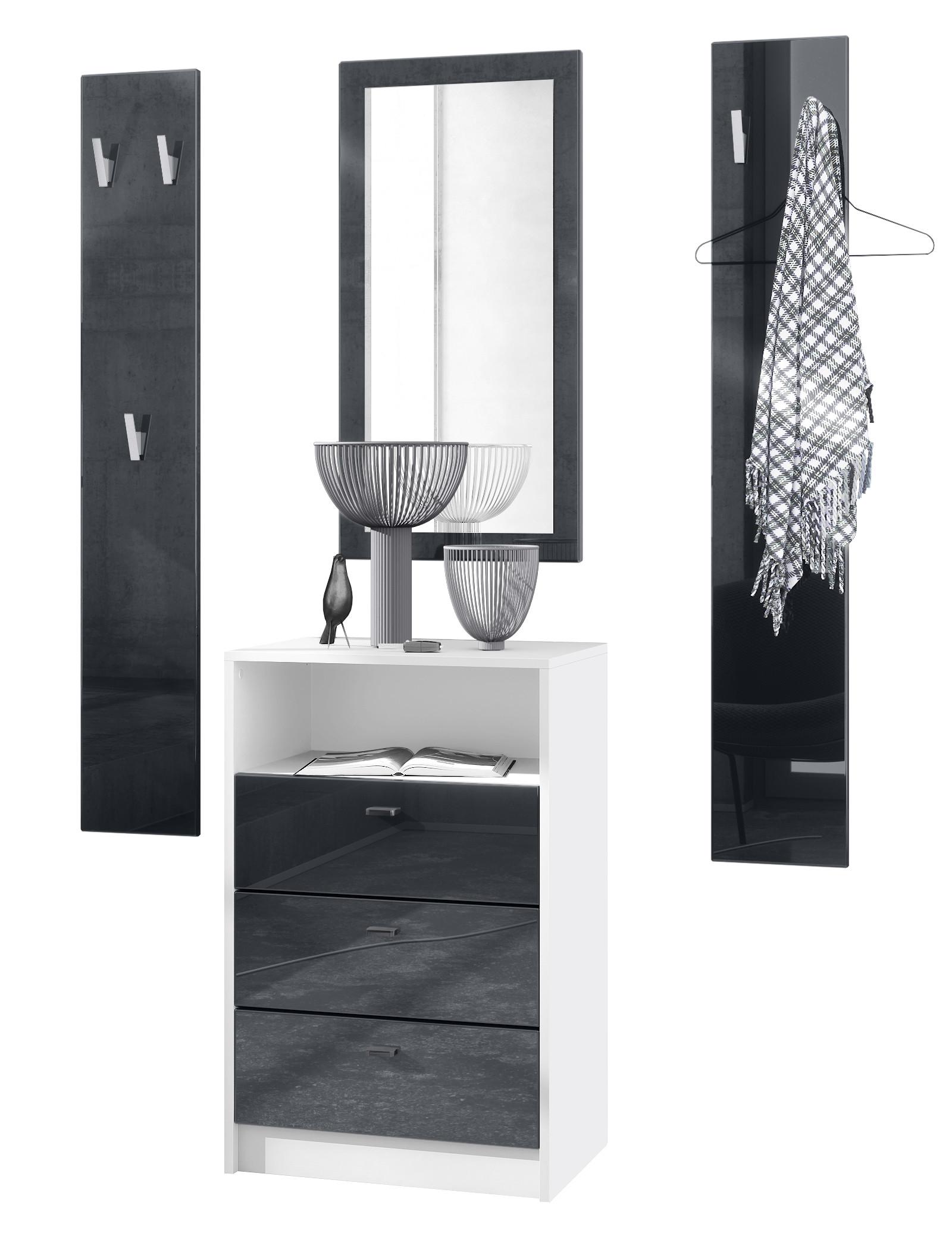 GARDEROBE Pino Schwarz Hochglanz - Schwarz Hochglanz, Holzwerkstoff (135/190/36cm) - Vladon