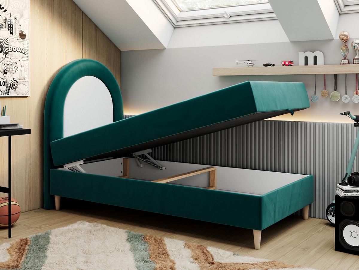 BOXBETT NEST 90/180 Dunkelgrün Velvet - H3 - Dunkelgrün, Holz/Textil (90/180cm) - MKS