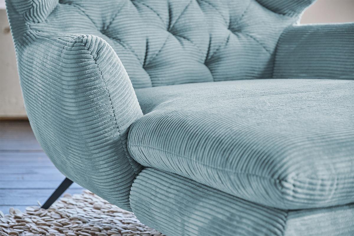 LONGSEAT CHAMRE Hellblau Cord - Schwarz/Hellblau, Textil/Metall (130/95/160cm) - KAWOLA