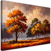 LEINWANDBILD Herbstwald Bäume Landschaft 100x70cm - Braun, Textil (100/70cm) - Feeby