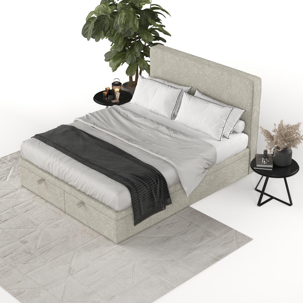 POLSTERBETT Hush mit Stauraum 200/200 cm Beige im Alta Stoff - Beige/Schwarz, Holz/Holzwerkstoff (200/200cm) - AltaBeds