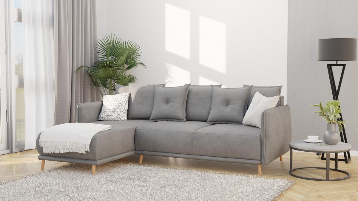 ECKSOFA Chroma Grau Luxusmicrofaser - Braun/Grau, Holz/Textil (238/170cm) - S-Style