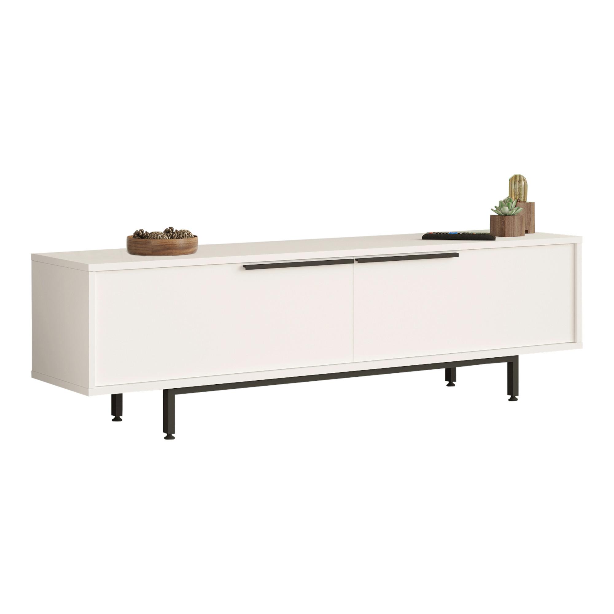 TV-ELEMENT Urejovle - Schwarz/Weiß, Holzwerkstoff/Metall (160/45/35.5cm) - [en.casa]
