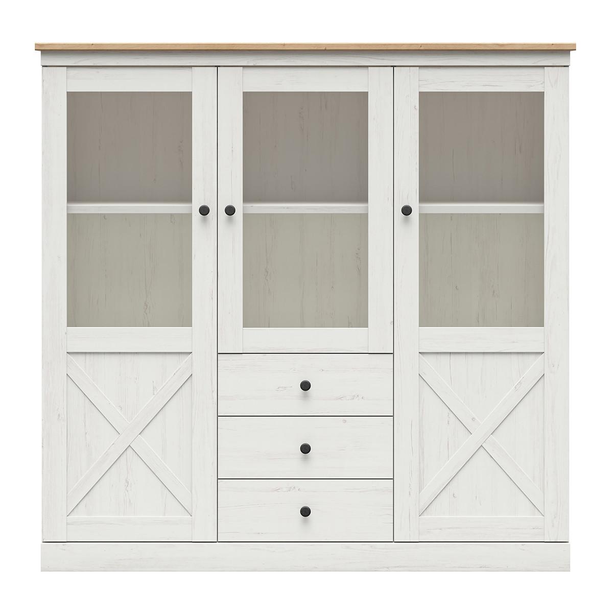 GESCHIRRSCHRANK Victoria Weiß und Holz - Weiß, Holzwerkstoff (153/201/43cm) - Petits-meubles
