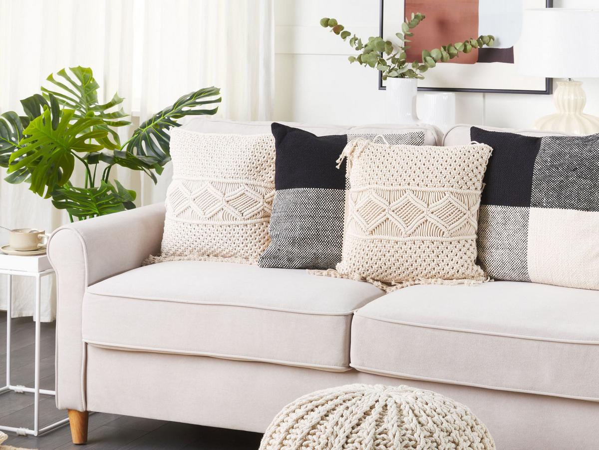DEKOKISSEN 2er-Set Hellbeige 45/45 cm Yortan - Beige, Textil (45/45cm) - Beliani