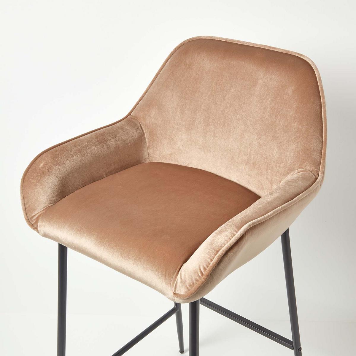 BARSTUHL Eton, Samt mit Rückenlehne - Champagner, Textil (50/103/51cm) - Homescapes