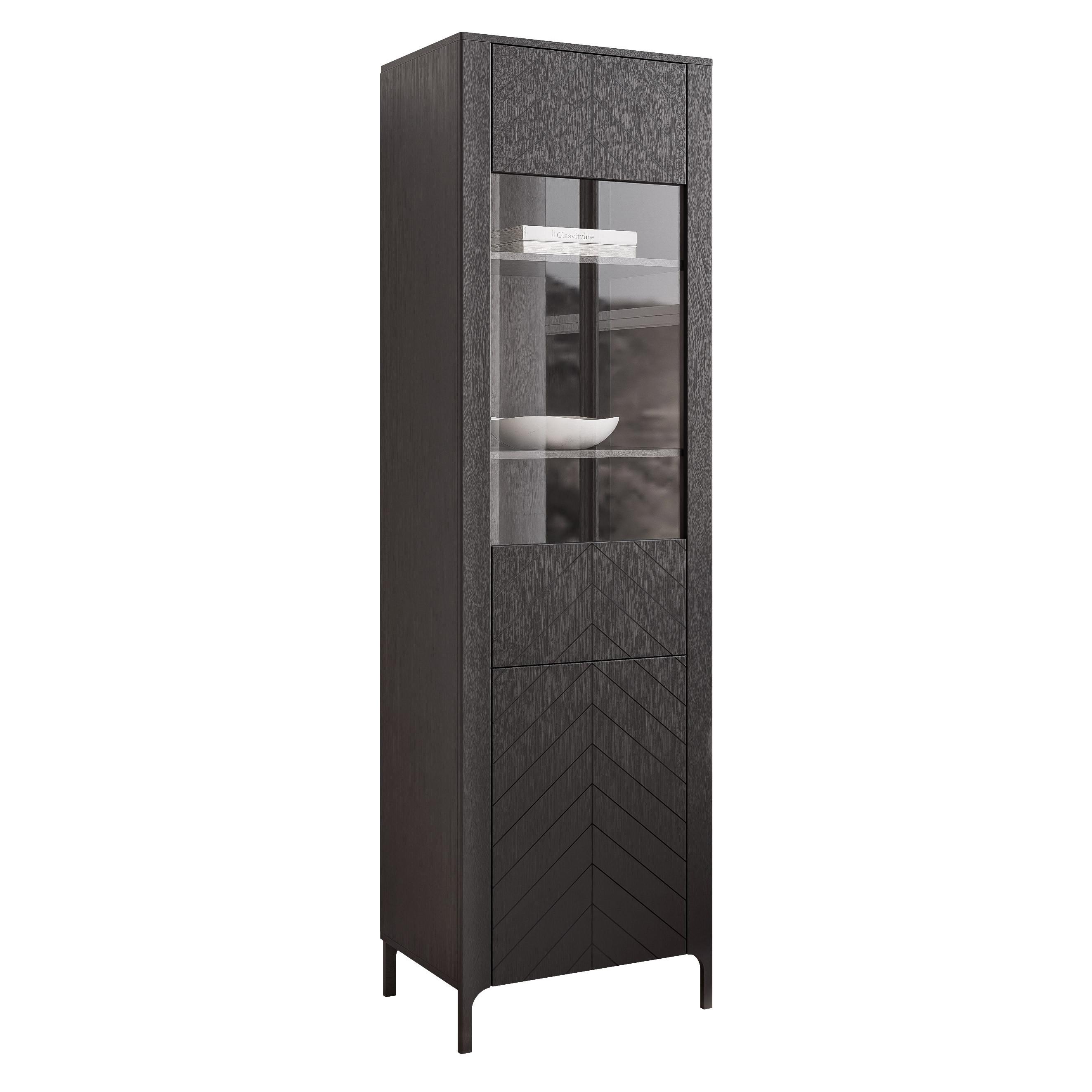 VITRINE LORIEN 59 cm Schwarz - Schwarz, Holzwerkstoff/Metall (59.6/197.1/40.6cm) - Idohome